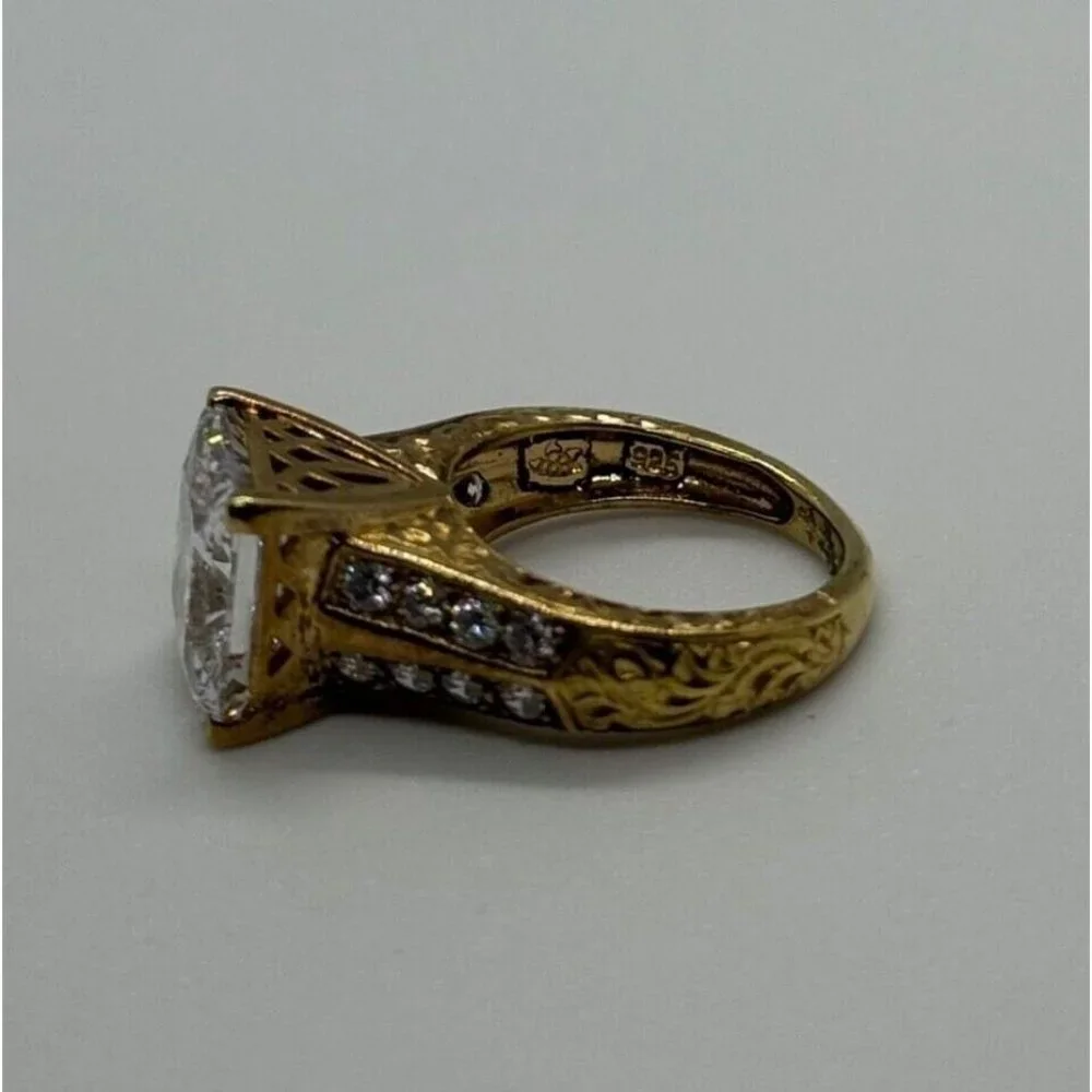 925 STERLING SILVER GOLD PLATED CZ RING SIZE 4.5